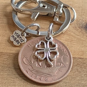 79th Birthday polished 1946  Coin Keyring Keepsake Gift For Nan Grandad Mum Dad Auntie Uncle In Gift Bag