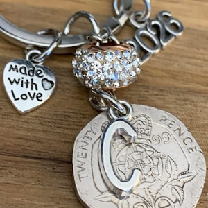 27th Birthday 1999 Personalised Polished Coin Keyring Anniversary Gift Birthday Gift - Keepsake For Him Her In Gift Bag Choose Initial