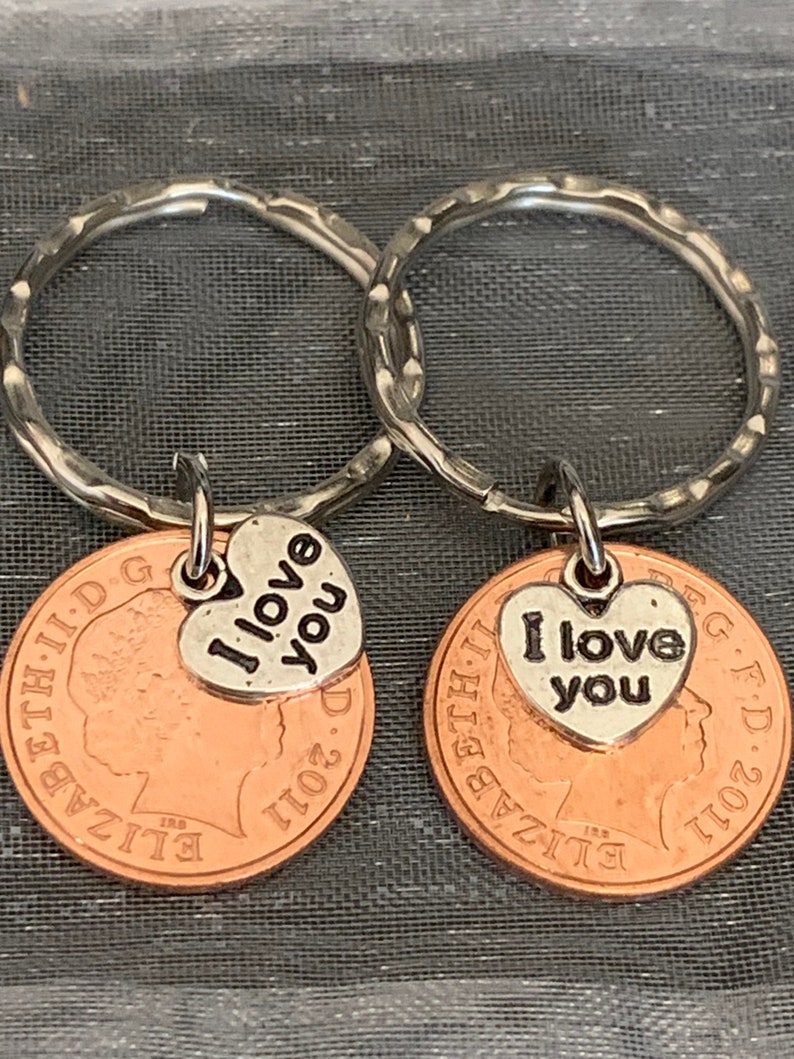 11th Wedding Anniversary 2011 Gift Coin & Charms Keyring In Gift Bag