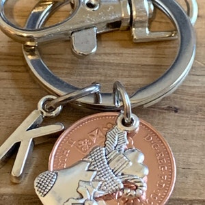 Personalised Christmas Stocking Filler/ Secret Santa Gift 1993 Polished Lucky Penny Coin & Charms Keepsake Keyring For Him Her In Gift Bag