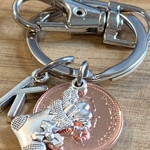 Personalised Christmas Stocking Filler/ Secret Santa Gift 1997 Polished Lucky Penny Coin & Charms Keepsake Keyring For Him Her In Gift Bag
