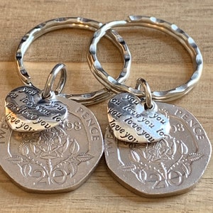 27th Wedding Anniversary Polished 1998 Coins & Charms On Keyrings In Gift Bag Gift For Husband Wife Boyfriend Girlfriend Friends 2pcs Set