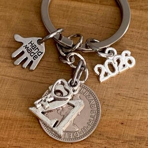 21st Birthday Polished Lucky Sixpence & Key Charm On Keyring In Gift Bag For Him Boyfriend Son Brother