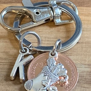 Personalised Christmas Stocking Filler/ Secret Santa Gift 1990 Polished Lucky Penny Coin & Charms Keepsake Keyring For Him Her In Gift Bag