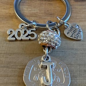 28th Birthday 1997 Personalised Polished Coin Keyring Anniversary Gift Birthday Gift - Keepsake For Her In Gift Bag Choose Initial
