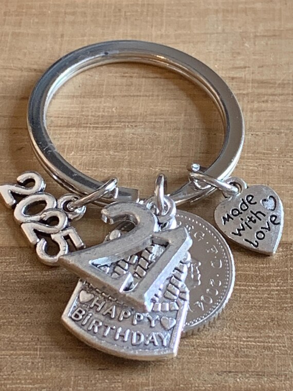 21st Birthday Gift Polished 2004 Coin Charms On Keyring In Gift Bag For  Daughter Sister Niece Friend Girlfriend