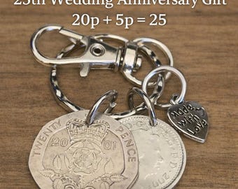 Medaglia 25° Anniversario Matrimonio In Argento .999 - Replica 'For Bravery In The Field' Con Nastro - Regalo Originale Per Nozze D'Argento