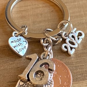 16th Birthday Polished 2009 Coin & Charms On Keyring In Gift Bag Gift For Son Daughter Brother Sister Niece Nephew Friend Someone Special