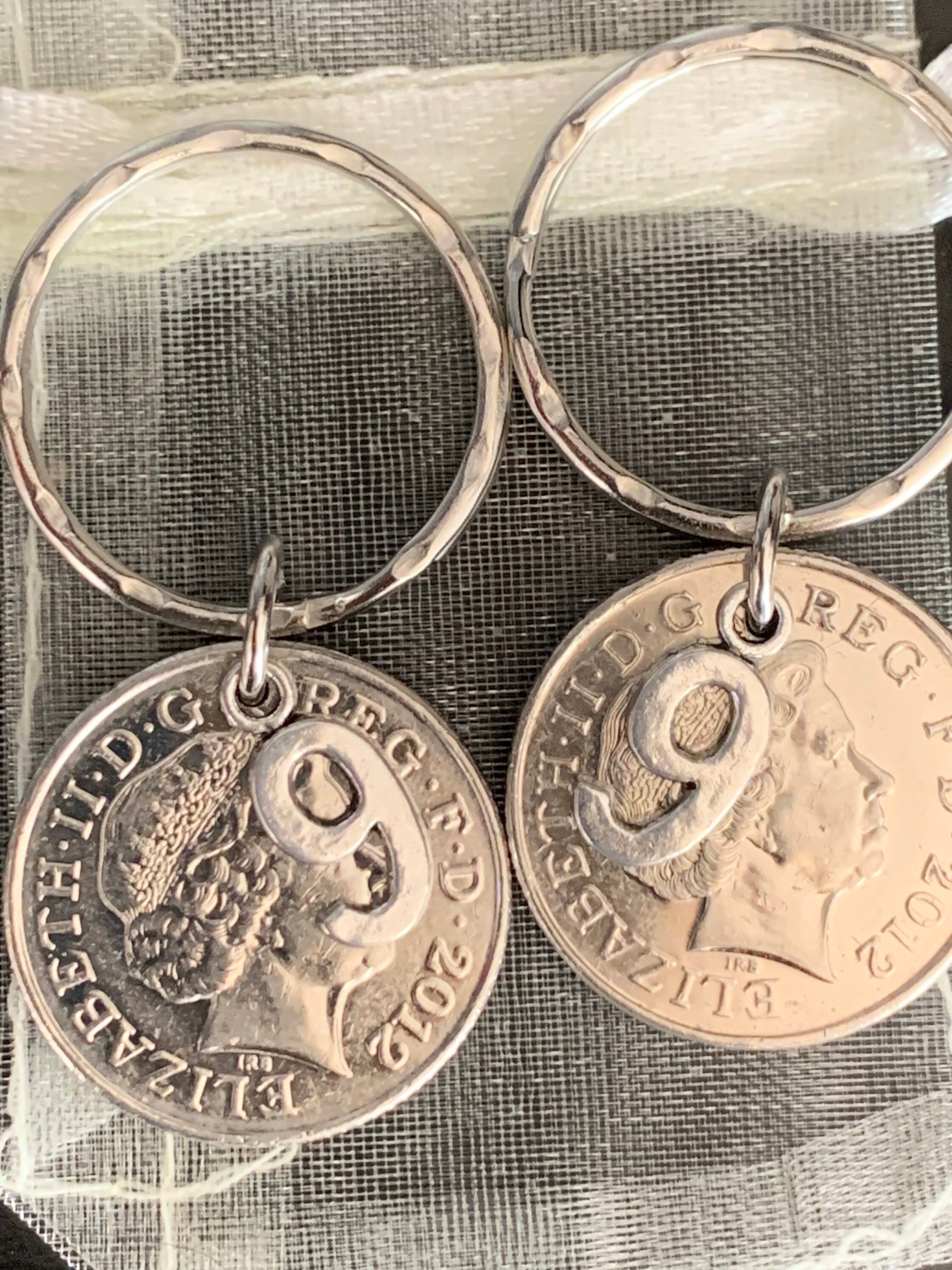 Pair Of 9th Wedding Anniversary Gift Keyrings 2012 Coins On | Etsy