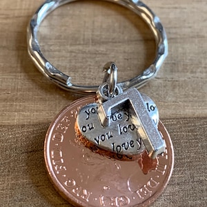 Polished Coin & Charms 7th Wedding Anniversary (copper) Keyring In Gift Bag Gift For Husband Wife Boyfriend Girlfriend Someone Special