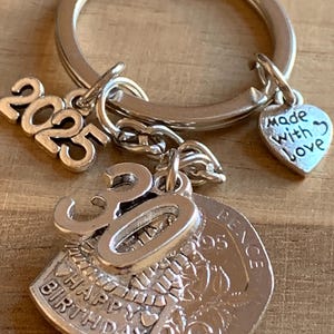 30th Birthday Polished 1995 Coin & Charms On Keyring In Gift Bag Gift for Mum Sister Auntie Daughter Niece Wife Girlfriend Best Friend
