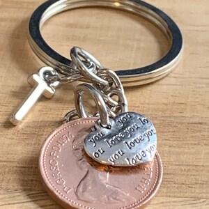 51st Birthday or Anniversary Personalised Gift Polished 1974 Coin & Charms On Keyring In Gift Bag Choose Initial
