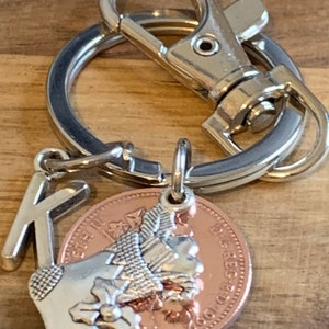 Personalised Christmas Stocking Filler/ Secret Santa Gift 1992 Polished Lucky Penny Coin & Charms Keepsake Keyring For Him Her In Gift Bag