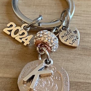 22nd Birthday 2003 Personalised Polished Coin Keyring - Anniversary Gift - Birthday Gift - Keepsake For Her In Gift Bag