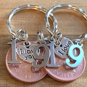 Monete e ciondoli lucidati del 2006 per il 19° anniversario di matrimonio su portachiavi in sacchetto regalo, regalo per marito, moglie, fidanzato, fidanzata, amici, set da 2 pezzi