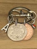 21st Birthday Birthstone Gift 2005 Coins Charms Keyring In Gift Bag Choose Initial & Birthstone