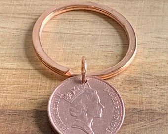 Polished Lucky Penny On Rose Gold Keyring In Gift Bag Choose Your Birth Year