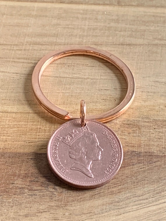 Polished Lucky Penny On Rose Gold Keyring In Gift Bag Choose Your Birth Year