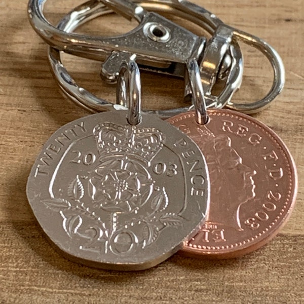 21st Birthday Polished 2003 Coins On Keyring In Gift Bag For Him Boyfriend Son Brother