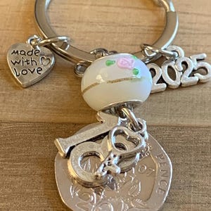 18th Birthday Gift 2007 Polished Coin & Charms On Keyring In Gift Bag For Daughter Sister Niece Best Friend Girlfriend