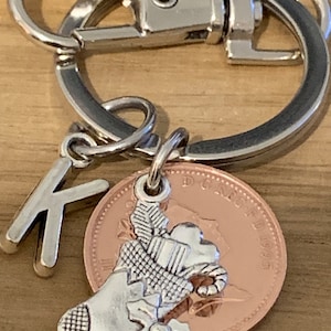 Personalised Christmas Stocking Filler/ Secret Santa Gift 1995 Polished Lucky Penny Coin & Charms Keepsake Keyring For Him Her In Gift Bag
