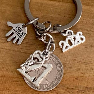 21st Birthday Gift for Him or Her | Polished Vintage Silver Lucky Sixpence Coin & Charms On Keyring