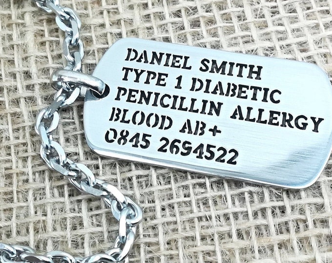 Custom Medical ID Tag from stainless steel