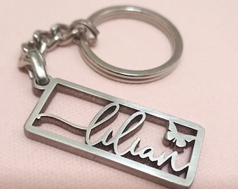 name keychain, Christmas gift custom keyring, your name keychain, stainless steel keychain, durable metal key chain