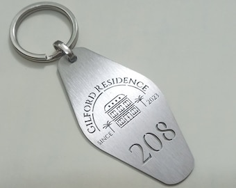 Hotel Schlüsselanhänger mit Ihrem Logo, Personalisierter Hotel Schlüsselanhänger aus Metall, Schlüsselanhänger mit Logo und Zahlen