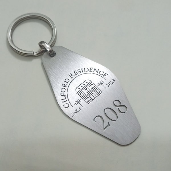 hotel Keychain with your logo, Custom metal Hotel Keychain, keychain with logo and numbers, Personalized hotel key tag