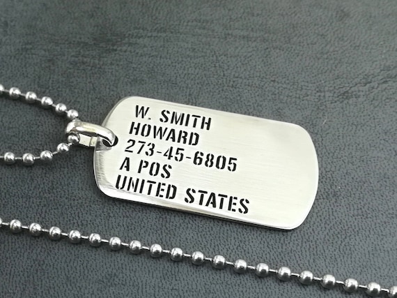 Medaglietta Militare Personalizzata Collana Personalizzata Con Medaglietta Avviso Medico In Acciaio Inox - Incisione Gratuita, Stile Dog Tag Collana Con Nome - Foto 8
