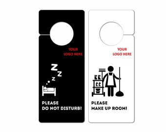 Do not disturb door sign, Custom Hotel door hanger, please clean the room sign, Personalized Door Hanger, Double Sided Custom Door knob Sign