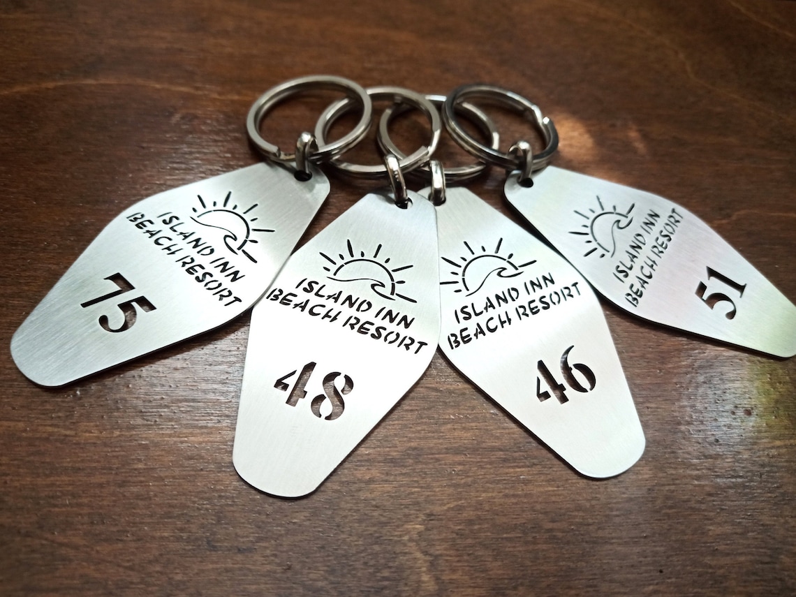 Personalized hotel Keychain Custom metal Hotel Keychain Etsy