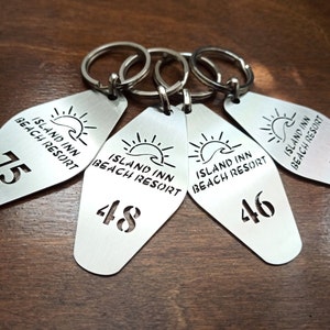 Personalized Hotel Keychain, Custom Engraved Stainless Steel Key Tag