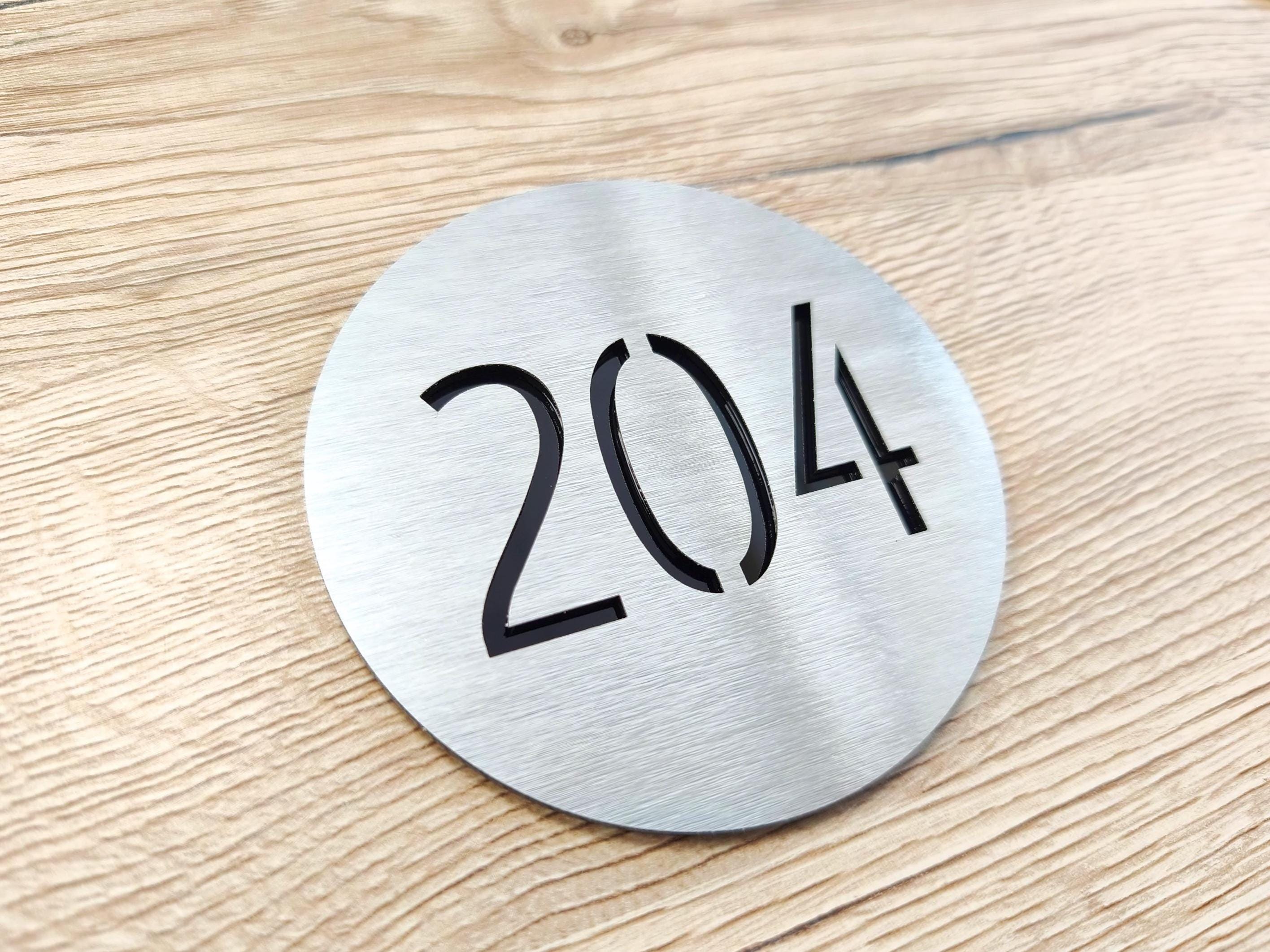 Embossed Aluminium Hotel Room Door Sign with Numbers | Circle Door Sign for Hotel | Room Number Sign | Metal Room Signage