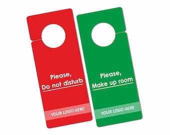 Do not disturb door sign, Custom Hotel door hanger, please clean the room sign, Personalized Door Hanger, Double Sided Custom Door knob Sign