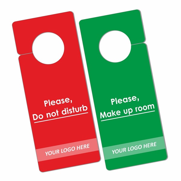 Do not disturb door sign, Custom Hotel door hanger, please clean the room sign, Personalized Door Hanger, Double Sided Custom Door knob Sign