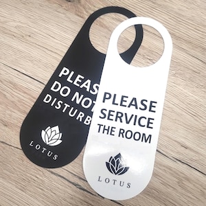 Letrero de puerta de no molestar, colgador de puerta de hotel personalizado, letrero de limpie la habitación, colgador de puerta personalizado, letrero de pomo de puerta personalizado de doble cara