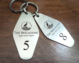 Personalized Hotel Keychain, Custom Engraved Stainless Steel Key Tag