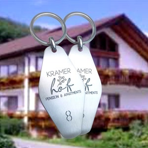 hotel Keychain with your logo, Custom metal Hotel Keychain, keychain with logo and numbers, Personalized hotel key tag