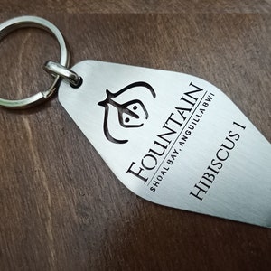 Custom Hotel Keychain, Stainless Steel Logo Key Tag, Personalized Room Number