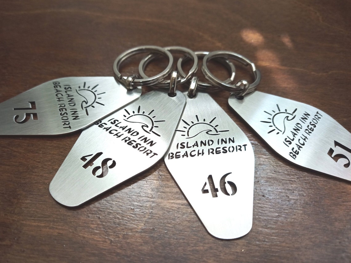 Personalized hotel Keychain Custom metal Hotel Keychain Etsy