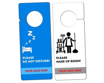 Do not disturb door sign, Custom Hotel door hanger, please clean the room sign, Personalized Door Hanger, Double Sided Custom Door knob Sign