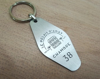 Personalisierter Hotel-Schlüsselbund, individuell gravierter Edelstahl-Schlüsselhalter, Airbnb-Raumanhänger