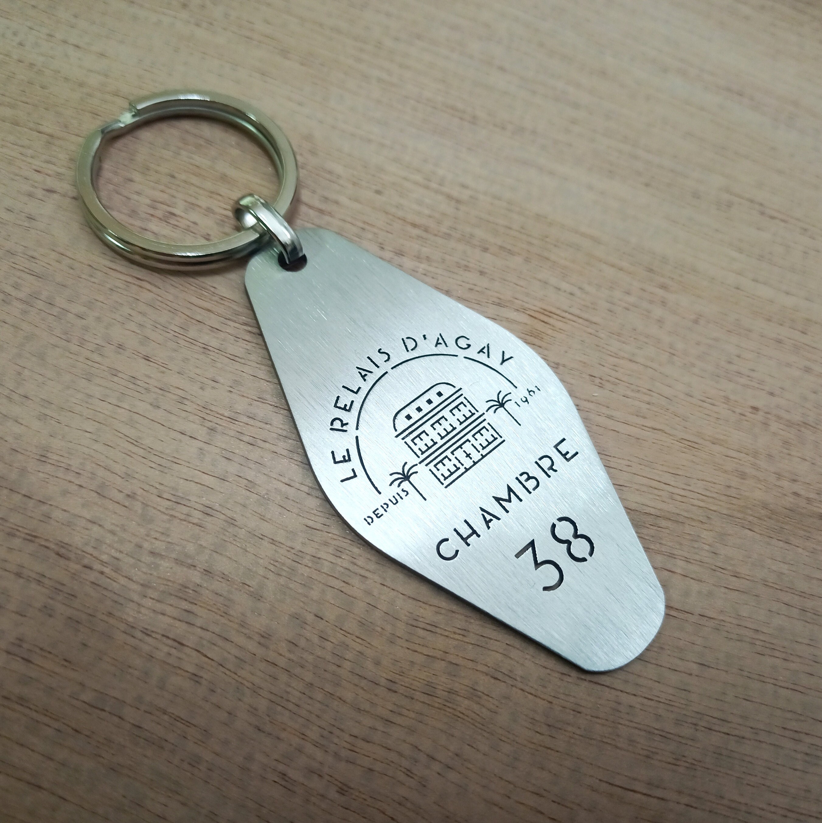 Custom Hotel Keychain, Laser Cut Stainless Steel Logo & Room Numbers - Etsy