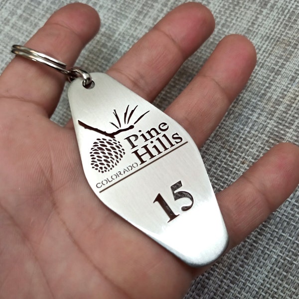 Personalized hotel Keychain, Custom metal Hotel Keychain, keychain with logo and numbers, Personalized hotel key tag