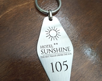 Personalized hotel Keychain, Custom metal Hotel Keychain, keychain with logo and numbers, Personalized hotel key tag