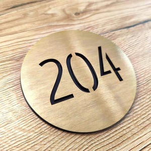 Embossed Door Sign for hotel room with Numbers | Circle Hotel Door Sign | Room Number Sign | Metal Room Signage