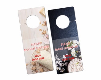 Do not disturb door sign, Custom Hotel door hanger, please clean the room sign, Personalized Door Hanger, Double Sided Custom Door knob Sign