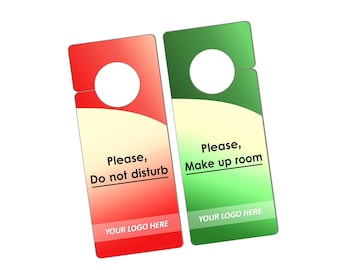 Do not disturb door sign, Custom Hotel door hanger, please clean the room sign, Personalized Door Hanger, Double Sided Custom Door knob Sign